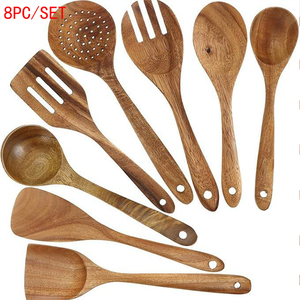 Natural Acacia Wood Spoon Non-Stick Utensilios De Cocina Eco-Friendly Kitchen <strong>Tools</strong> Cooking Kit Kitchen Utensil Set - Product Image 1