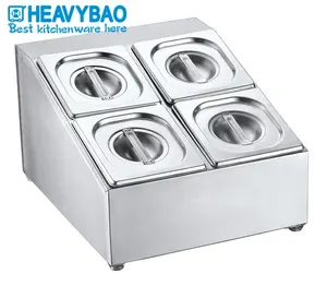 Heavybao High Quality Hotel Kitchen Utensils Restaurant Stainless Steel Buffet GN Gastronorm Pan Holder With 4 Grids