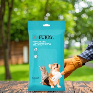 مناديل حمام قفاز بيوري 7 قيراط للكلاب والقطط ماركة مخصصة قفازات العناية بالحيوانات الأليفة ومناديل مبللة للتنظيف اليومي - Product Image 2
