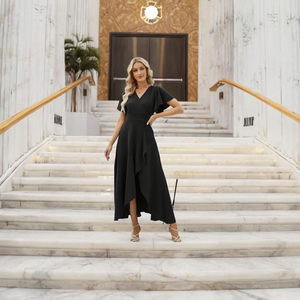 ชุดราตรีลูกไม้ทันสมัยไซส์ใหญ่สำหรับสาวอวบ ทรงวีเนค ผ้าชีฟอง เอวทรงเอ็มไพร์ ยาวกรอมพื้น ทรงเอไลน์ ผ่าข้าง เหมาะสำหรับเพื่อนเจ้าสาว - Product Image 3