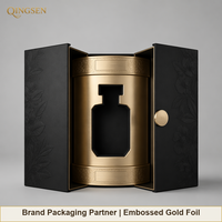 Boîte rigide de luxe pour parfum, emballage cadeau personnalisé, noir mat, gaufrage or, fermeture magnétique