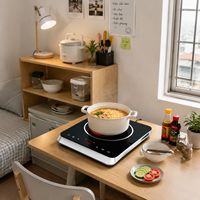 Cuisinière infrarouge électrique 2 en 1, plaque chauffante en céramique 2000W, plaque chauffante portable avec écran tactile numérique