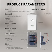 Lujo 110 - 250 V 15 A Enchufe de pared americano de 3 pines con cargador USB tipo a C 3 en 1 Enchufes de toma de corriente Usb de pared