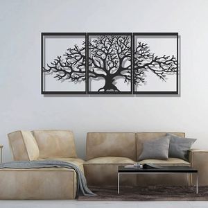 Escultura de Pared de Metal con Silueta del Árbol de la Vida, Adorno Colgante de Hierro Negro para Decoración del Hogar y Sala de Estar - Product Image 1