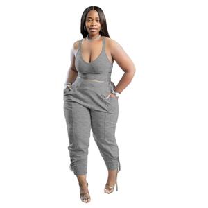 Conjunto Deportivo de Dos Piezas con Top Corto y Pantalones Multicolor de Fábrica - Product Image 1