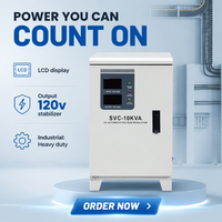 Stabilisateur de tension à double sortie haute précision SVC-10000VA monophasé en cuivre, moteur servo AC 120V pour la maison