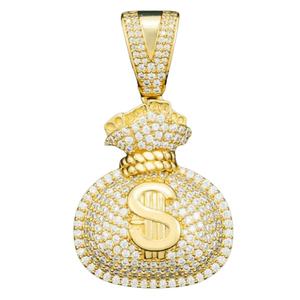 Nueva joyería de Hip Hop Pass Diamond Tester 925 Sterling Silver Bling Iced Out GRA VVS Moissanite Money Bag colgante para hombres y mujeres - Product Image 2