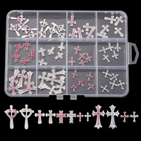 12 grilles/boîte, 60 pièces, nouveaux accessoires pour l'art des ongles, charmes pour ongles en alliage 3D, croix, brillants, style japonais, logo personnalisé