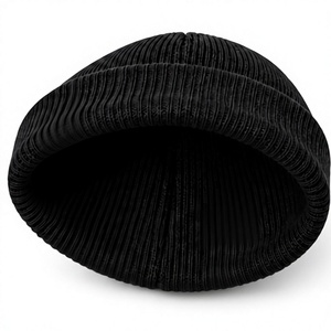 Gorros de punto de alta calidad con logotipo bordado personalizado, gorros de invierno con puño para hombres, mujeres y niños, gorros cálidos de punto acanalado. - Product Image 4