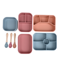 Boîte à lunch bento en silicone à 3 compartiments, hermétique, sans BPA, de qualité alimentaire, personnalisable avec logo, pour la préparation des repas et le stockage des aliments pour enfants