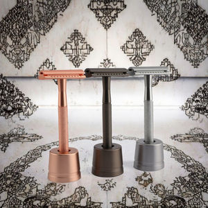 Dao cạo an toàn bằng thép không gỉ hai lưỡi thủ công BEIKELIN, bán buôn trực tiếp, màu đen kim loại, dùng cho mặt - Product Image 2