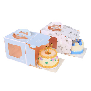Heighten Custom Gift Handle Printed Cheesecake Packaging Paper Cake Box Unique With Window