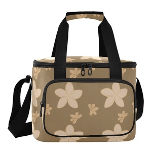 Sac isotherme Aloha personnalisé pour pique-nique, barbecue et camping, avec bretelles, motif floral hawaïen, écologique - Product Image 1