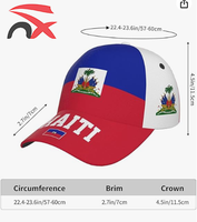 Casquette de baseball réglable de luxe avec logo personnalisé, drapeaux nationaux haïtiens, protection solaire pour hommes et femmes