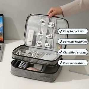 Bolsa Organizadora de Accesorios Digitales de Viaje, Multiusos, de Tela Catiónica, Venta al Por Mayor de Fábrica, Bolsa de Almacenamiento para Accesorios Electrónicos - Product Image 4