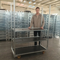 Chariot de présentation de fleurs danois à quatre roues avec cadre en acier, personnalisable OEM pour outils d'horticulture