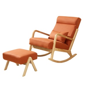 Fauteuil à bascule <span class=keywords><strong>inclinable</strong></span> moderne en tissu technique avec pieds en bois massif et capitonnage, idéal pour appartement, hôtel, salon – Plusieurs coloris disponibles - Product Image 6
