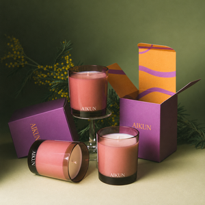 Juego de Velas Aromáticas Aikun de Cristal Tintado Rosa Coral, con Caja Impresa a Color para Exhibiciones de Temporada - Product Image 1