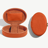 Petit étui organisateur ovale zippé végétalien de haute qualité boîte à bijoux de voyage en cuir de qualité supérieure avec fermeture éclair