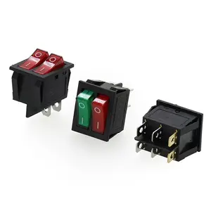 KCD3 15A 250v AC/20A 125V AC rocker switch 2 way red and green sliver contact point copper pin