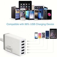 Chargeur de téléphone portable 2023, technologie intelligente, chargeur mural USB 5 ports pour PhoneX/8/7/6s/Plus et plus encore