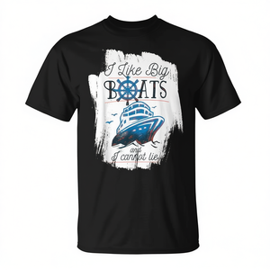 T-shirt promotionnel pour hommes « J'aime les grands bateaux et je ne peux pas mentir » sur le thème des navires de croisière - Product Image 2