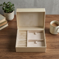 Boîte cadeau rigide pour bijoux, couleur crème premium, avec insert en EVA, emballage personnalisé avec logo