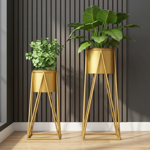 Maceta de Metal Dorada de Lujo, Macetero de Hierro con Recubrimiento en Polvo para Plantas de Interior y Exterior, Decoración para Hogar, Jardín y Hotel - Product Image 5