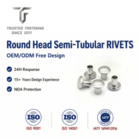 Rivets semi-tubulaires à tête ronde en acier TianFang pour boîtiers électroniques et prototypes, finition oxyde noir, approvisionnement stable par lots