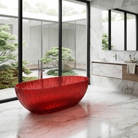 Baignoire autoportante de luxe en acrylique, style italien moderne et léger, avec drain écologique, personnalisable pour hôtels/villas