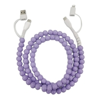 Câble de charge USB-C personnalisé en acrylique perlé avec transfert de données, protection et décoration – Couleur raisin bonbon
