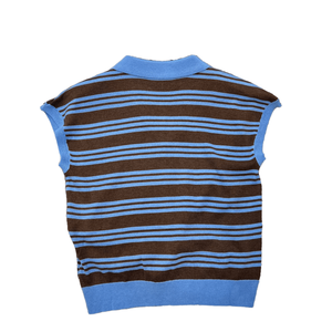 Chaleco de punto a rayas para mujer, cuello polo, con botones, sin mangas, cárdigan informal, top de verano - Product Image 2