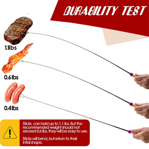 Juego de tenedor para asar malvavisco de acero inoxidable al por mayor, pincho de <span class=keywords><strong>kebab</strong></span> de doble palo de barbacoa extensible para barbacoa - Product Image 4