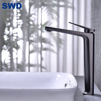 Robinet de lavabo moderne à poignée unique, mitigeur de salle de bains, robinet de lavabo noir mitigeur d'eau, vente en gros