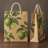 Sacs cadeaux en papier kraft imprimés sur mesure avec poignées en corde de coton, côtés à soufflets, emballage pour événements de vente au détail B182