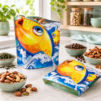 Sachet alimentaire pour animaux de compagnie recyclable imprimé en héliogravure personnalisé, à fond plat, avec fermeture éclair et huit soudures latérales, pour friandises holographiques pour chats et viande séchée
