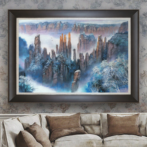 Pintura de Arenisca Hecha a Mano con <span class=keywords><strong>Paisaje</strong></span> de Zhangjiajie, Arte de Pared de Montañas para Decoración del Hogar y Adorno, Obra de Arte Grande - Product Image 5