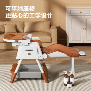 Trona de altura ajustable, plegable, de plástico, para bebés de 0 a 12 meses, multifuncional, con bandeja <span class=keywords><strong>y</strong></span> ruedas. - Product Image 4