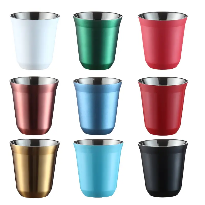 80ml 160ml Small Size Double Wall Insulated Nespresso Cups Stainless Steel Espresso Coffee Cups