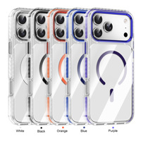 Coque de téléphone magnétique à chargement sans fil pour iPhone 16 15 17 Pro Max, transparente, antichoc, avec protection d'objectif en métal