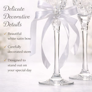 แก้วแชมเปญสำหรับเจ้าบ่าวเจ้าสาว แก้วไวน์สำหรับงานแต่งงาน ใช้สำหรับดื่มฉลอง <span class=keywords><strong>ของ</strong></span>ขวัญแต่งงานสุดหรูสำหรับคู่รัก และของตกแต่งโต๊ะ - Product Image 4