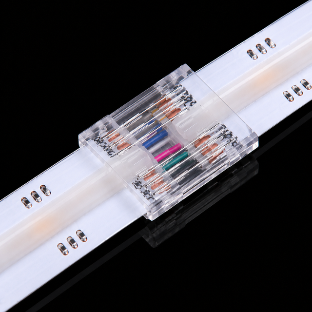 6 Pin RGBCCT RGBCW COB LED Strip Connector 12mm Solderless Strip to Strip Joint for Tunable White RGB Lighting System