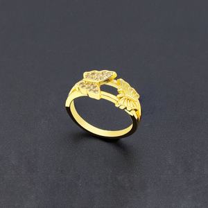 Vente directe Jxx, bague en laiton plaqué or 24 carats de haute qualité, sertie de zirconiums cubiques, bijoux tendance pour filles, prix compétitif - Product Image 4
