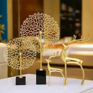 luxury coral tree decoration ornaments home sculpture luxury accessories golden coral tree crafts for home decoration