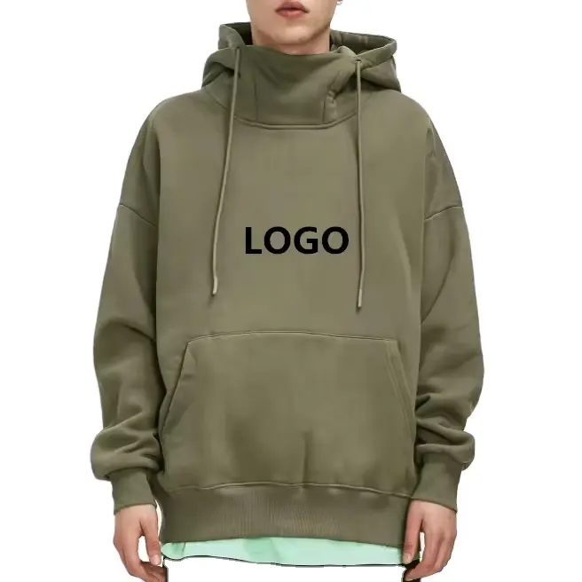 Logo personalizzato tirare corda pesante solido dolcevita maglioni oversize felpe all'ingrosso di alta qualità ordinario cotone organico per gli uomini