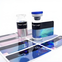Autocollant découpé sur mesure en vinyle holographique imperméable pour flacon de peptide, étiquette imprimée OEM pour fournisseur