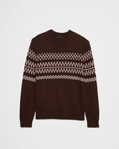 Suéter personalizado de Fair Isle, cuello redondo, cuello acanalado, puños y dobladillo recto, suéter de Jacquard de punto para hombre - Product Image 4