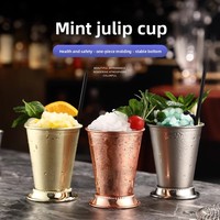 Verre à cocktail Mint Julep en acier inoxydable à bord incurvé Unisweet, tasse à Mojito, capacité 400 ml, design moderne minimaliste, Chine