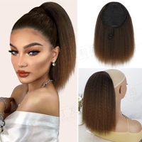 Queue de Cheval à Cordon de 12" Extensions de Cheveux Lisses Yaki Synthétiques Résistantes à la Chaleur à Clipser