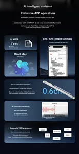 <span class=keywords><strong>Enregistreur</strong></span> vocal IA à abonnement <span class=keywords><strong>gratuit</strong></span>, prise de notes ChatGPT pour réunions, transcription, résumé, mind map |   Enregistrement 36H avec bouton de démarrage 64 Go - Product Image 3